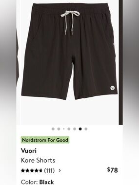 Vuori Kore Athletic Shorts - Black - medium